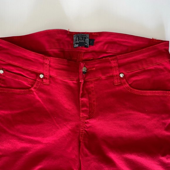 *Clearance* NWOT Hot Topic Tripp NYC Red Skinny Jeans Junior Size 7 - Picture 4 of 5